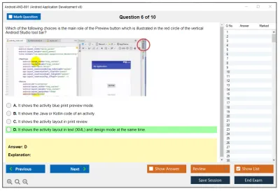Android AND-801 Android Application Development v8 Practice test exam simulator test engine exam Prep practice test questions answers Image 6