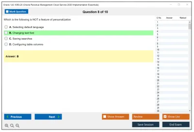 Oracle 1z0-1059-20 Oracle Revenue Management Cloud Service 2020 Implementation Essentials Practice test exam simulator test engine exam Prep practice test questions answers Image 8