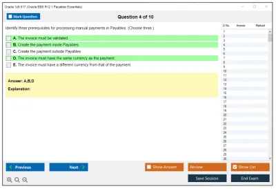 Oracle 1z0-517 Oracle EBS R12.1 Payables Essentials Practice test exam simulator test engine exam Prep practice test questions answers Image 4
