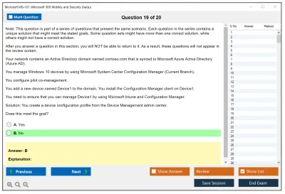 Microsoft MS-101 Microsoft 365 Mobility and Security Practice test exam simulator test engine exam Prep practice test questions answers Image 19
