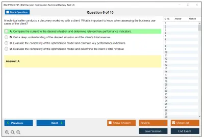 IBM P2020-795 IBM Decision Optimization Technical Mastery Test v2 Practice test exam simulator test engine exam Prep practice test questions answers Image 6