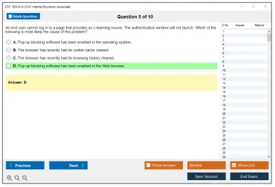 CIW 1D0-61A Internet Business Associate Practice test exam simulator test engine exam Prep practice test questions answers Image 5