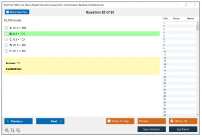 Test Prep THEA-Test Texas Higher Education Assessment - Mathematics, Reading Comprehension Practice test exam simulator test engine exam Prep practice test questions answers Image 20