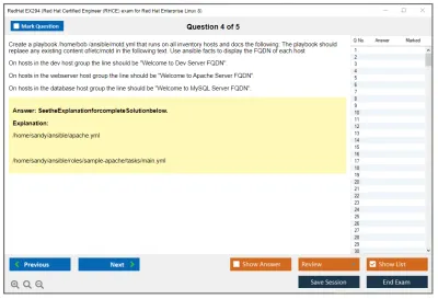 RedHat EX294 Red Hat Certified Engineer (RHCE) exam for Red Hat Enterprise Linux 8 Practice test exam simulator test engine exam Prep practice test questions answers Image 4