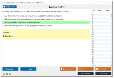 IIA IIA-CRMA Certification in Risk Management Assurance (CRMA) Exam Practice test exam simulator test engine exam Prep practice test questions answers Image 10