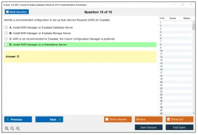 Oracle 1z0-485 Oracle Exadata Database Machine 2014 Implementation Essentials Practice test exam simulator test engine exam Prep practice test questions answers Image 10