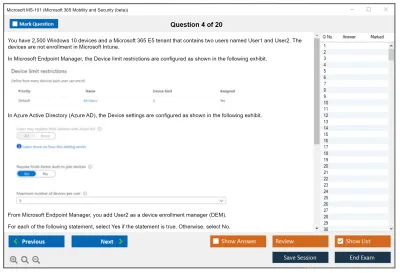 Microsoft MS-101 Microsoft 365 Mobility and Security Practice test exam simulator test engine exam Prep practice test questions answers Image 4
