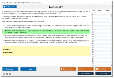 Amazon Web Services DVA-C02 AWS Certified Developer - Associate Practice test exam simulator test engine exam Prep practice test questions answers Image 8