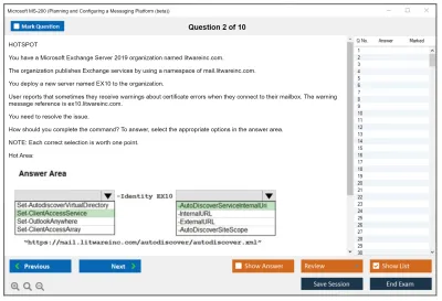 Microsoft MS-200 Planning and Configuring a Messaging Platform  Practice test exam simulator test engine exam Prep practice test questions answers Image 2