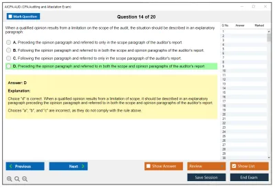 AICPA AUD CPA Auditing and Attestation Exam Practice test exam simulator test engine exam Prep practice test questions answers Image 14