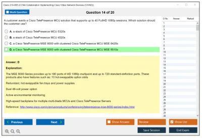 Cisco 210-065 CCNA Collaboration Implementing Cisco Video Network Devices (CIVND) Practice test exam simulator test engine exam Prep practice test questions answers Image 14