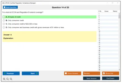 ABA CRCM Certified Regulatory Compliance Manager Practice test exam simulator test engine exam Prep practice test questions answers Image 14