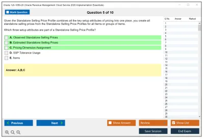 Oracle 1z0-1059-20 Oracle Revenue Management Cloud Service 2020 Implementation Essentials Practice test exam simulator test engine exam Prep practice test questions answers Image 5