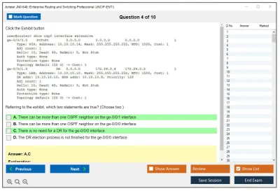Juniper JN0-648 Enterprise Routing and Switching-Professional (JNCIP-ENT) Practice test exam simulator test engine exam Prep practice test questions answers Image 4