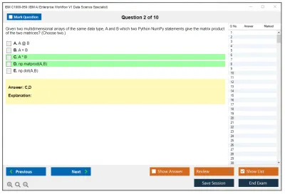 IBM C1000-059 IBM AI Enterprise Workflow V1 Data Science Specialist Practice test exam simulator test engine exam Prep practice test questions answers Image 2