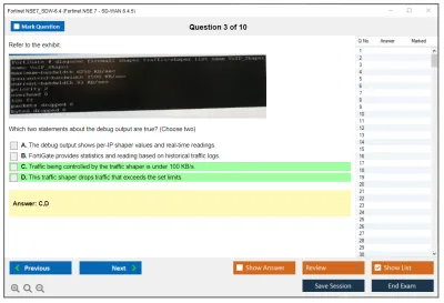 Fortinet NSE7_SDW-6.4 Fortinet NSE 7 - SD-WAN 6.4.5 Practice test exam simulator test engine exam Prep practice test questions answers Image 3