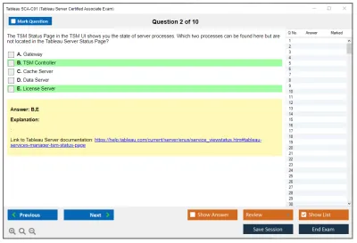 Tableau SCA-C01 Tableau Server Certified Associate Exam Practice test exam simulator test engine exam Prep practice test questions answers Image 2