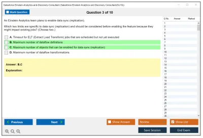Salesforce Einstein-Analytics-and-Discovery-Consultant Salesforce Einstein Analytics and Discovery Consultant Practice test exam simulator test engine exam Prep practice test questions answers Image 3