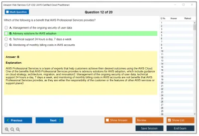 Amazon Web Services CLF-C02 AWS Certified Cloud Practitioner Practice test exam simulator test engine exam Prep practice test questions answers Image 12