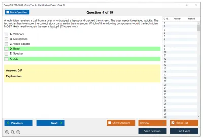CompTIA 220-1001 CompTIA A+ Certification Exam: Core 1 Practice test exam simulator test engine exam Prep practice test questions answers Image 4