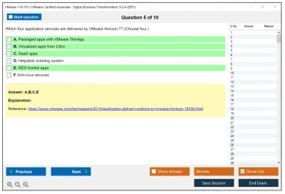 VMware 1V0-701 VMware Certified Associate - Digital Business Transformation (VCA-DBT) Practice test exam simulator test engine exam Prep practice test questions answers Image 5
