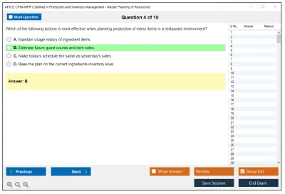 APICS CPIM-MPR Certified in Production and Inventory Management - Master Planning of Resources Practice test exam simulator test engine exam Prep practice test questions answers Image 4