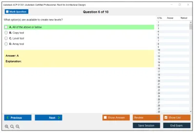 Autodesk ACP-01301 Autodesk Certified Professional - Revit for Architectural Design Practice test exam simulator test engine exam Prep practice test questions answers Image 6