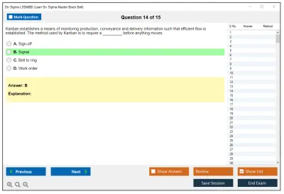 Six Sigma LSSMBB Lean Six Sigma Master Black Belt Practice test exam simulator test engine exam Prep practice test questions answers Image 14