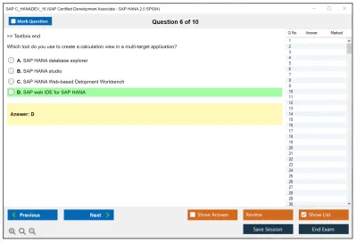 SAP C_HANADEV_16 SAP Certified Development Associate - SAP HANA 2.0 SPS04 Practice test exam simulator test engine exam Prep practice test questions answers Image 6