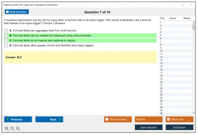 Salesforce DEV-501 Certified Force.com Advanced Developer Practice test exam simulator test engine exam Prep practice test questions answers Image 7