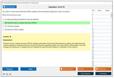 Microsoft 98-365 Windows Server Administration Fundamentals Practice test exam simulator test engine exam Prep practice test questions answers Image 14