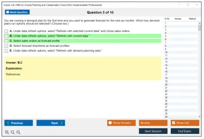 Oracle 1z0-1066-22 Oracle Planning and Collaboration Cloud 2022 Implementation Professional Practice test exam simulator test engine exam Prep practice test questions answers Image 5