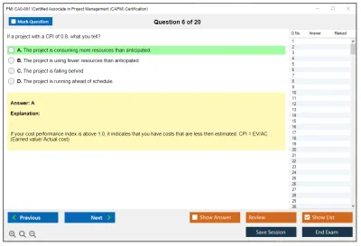 PMI CA0-001 Certified Associate in Project Management (CAPM) Certification Practice test exam simulator test engine exam Prep practice test questions answers Image 6