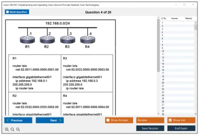Cisco 350-501 Implementing and Operating Cisco Service Provider Network Core Technologies (350-501 SPCOR) Practice test exam simulator test engine exam Prep practice test questions answers Image 4