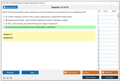 ASQ CMQ-OE Certified Manager of Quality/Organizational Excellence Exam Practice test exam simulator test engine exam Prep practice test questions answers Image 10