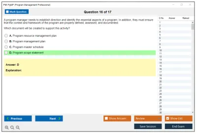 PMI PgMP Program Management Professional (PgMP) Practice test exam simulator test engine exam Prep practice test questions answers Image 16