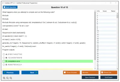 C++ Institute CPP C++ Certified Professional Programmer Practice test exam simulator test engine exam Prep practice test questions answers Image 10