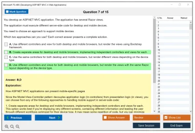 Microsoft 70-486 Developing ASP.NET MVC 4 Web Applications Practice test exam simulator test engine exam Prep practice test questions answers Image 7