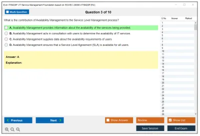 Exin ITSM20F IT Service Management Foundation based on ISO/IEC 20000 (ITSM20F.EN) Practice test exam simulator test engine exam Prep practice test questions answers Image 3