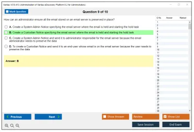 Veritas VCS-413 Administration of Veritas eDiscovery Platform 8.2 for Administrators Practice test exam simulator test engine exam Prep practice test questions answers Image 9