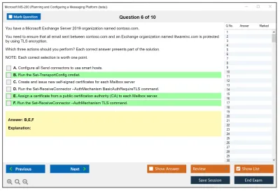 Microsoft MS-200 Planning and Configuring a Messaging Platform  Practice test exam simulator test engine exam Prep practice test questions answers Image 6