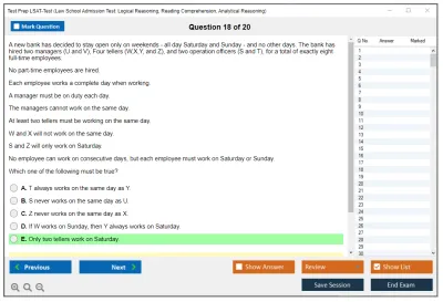 Test Prep LSAT-Test Law School Admission Test: Logical Reasoning, Reading Comprehension, Analytical Reasoning Practice test exam simulator test engine exam Prep practice test questions answers Image 18