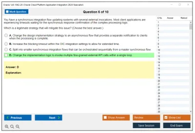 Oracle 1z0-1042-20 Oracle Cloud Platform Application Integration 2020 Specialist Practice test exam simulator test engine exam Prep practice test questions answers Image 6