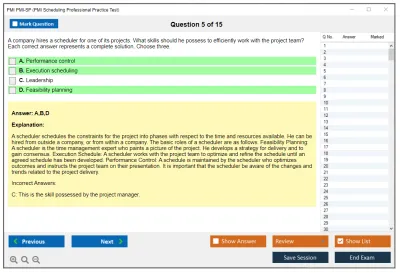 PMI PMI-SP PMI Scheduling Professional Practice test exam simulator test engine exam Prep practice test questions answers Image 5