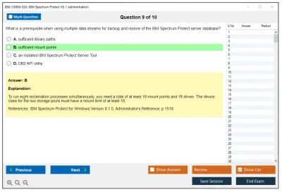 IBM C9060-528 IBM Spectrum Protect V8.1 Administration Practice test exam simulator test engine exam Prep practice test questions answers Image 9