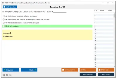 IBM P2090-011 IBM InfoSphere Change Data Capture Technical Mastery Test v2 Practice test exam simulator test engine exam Prep practice test questions answers Image 2