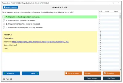 Pegasystems PEGAPCDS86V1 Pega Certified Data Scientist (PCDS) 86V1 Practice test exam simulator test engine exam Prep practice test questions answers Image 5