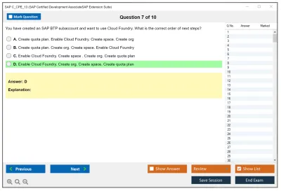 SAP C_CPE_13 SAP Certified Development AssociateSAP Extension Suite Practice test exam simulator test engine exam Prep practice test questions answers Image 7
