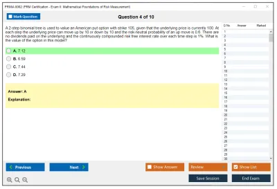 PRMIA 8002 PRM Certification - Exam II: Mathematical Foundations of Risk Measurement Practice test exam simulator test engine exam Prep practice test questions answers Image 4
