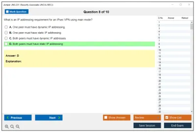 Juniper JN0-231 Security-Associate (JNCIA-SEC) Practice test exam simulator test engine exam Prep practice test questions answers Image 8